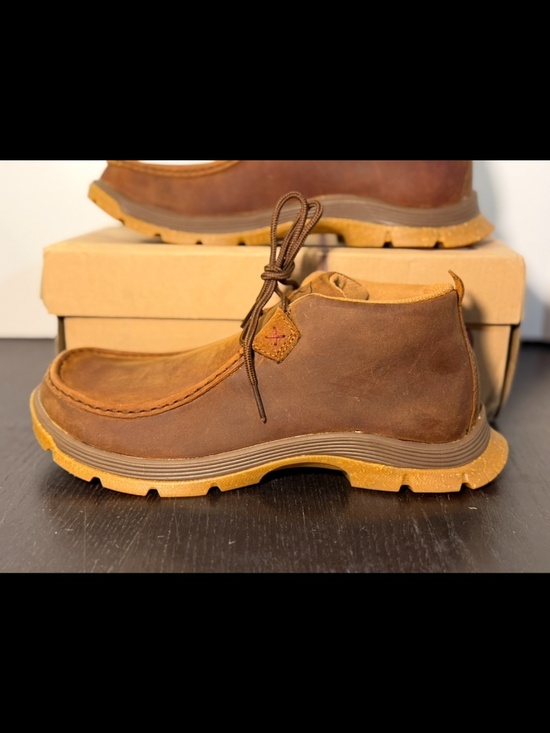 Twisted X Chukka Oblique Toe Leather Shoes/Boots in Oiled Saddle Brown Mens 8M main image 5
